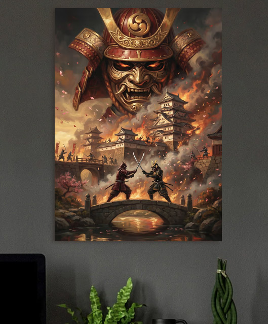 Samurai Battle in Burning City